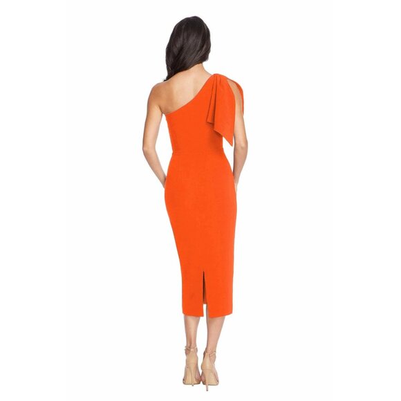 DRESS THE POPULATION Tiffany One-Shoulder Midi Dress in Poppy Size Small NWT - Picture 3 of 12